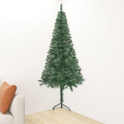vidaXL Rohový umělý vánoční stromek s LED osvětlením zelený 180 cm PVC