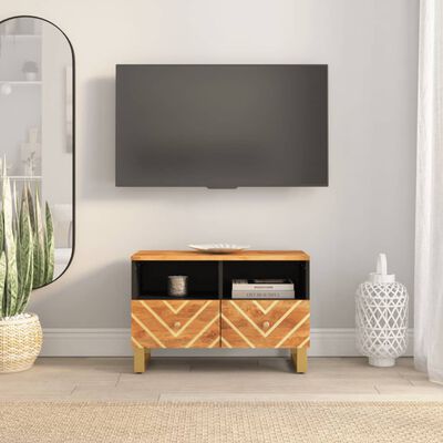vidaXL TV skříňka hnědá a černá 70 x 33,5 x 46 cm masivní mangovník