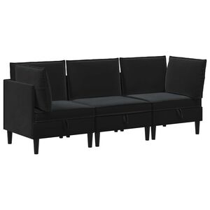 vidaXL Sada n&aacute;bytku do ob&yacute;vac&iacute;ho pokoje 3 ks Čern&aacute; Samet