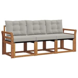 vidaXL Venkovn&iacute; pohovkov&aacute; souprava 3 pcs Př&iacute;rodn&iacute; a světle &scaron;ed&aacute;