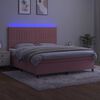vidaXL Box spring postel s matrac&iacute; a LED růžov&aacute; 180x200 cm samet