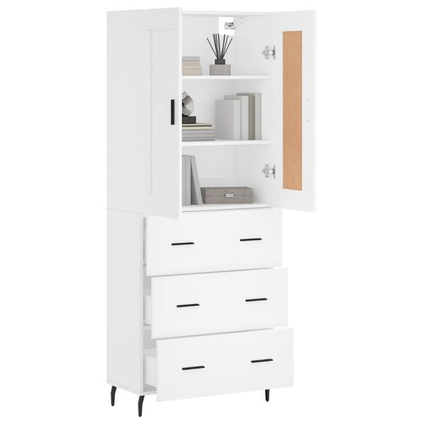 vidaXL Skř&iacute;ň highboard b&iacute;l&aacute; 69,5 x 34 x 180 cm kompozitn&iacute; dřevo