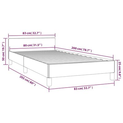 vidaXL Rám postele s čelem šedý 80 x 200 cm umělá kůže