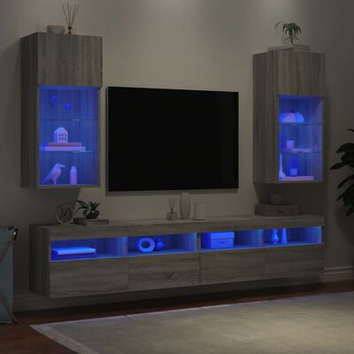 vidaXL TV skříňky s LED osvětlením 2 ks šedé sonoma 40,5 x 30 x 90 cm