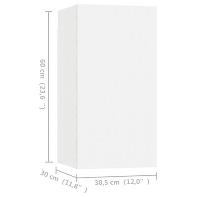 vidaXL TV stolek bílý 30,5 x 30 x 60 cm dřevotříska