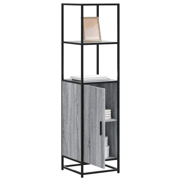 vidaXL Skříň highboard šedá sonoma 35,5x35x139 cm kompozit a kov