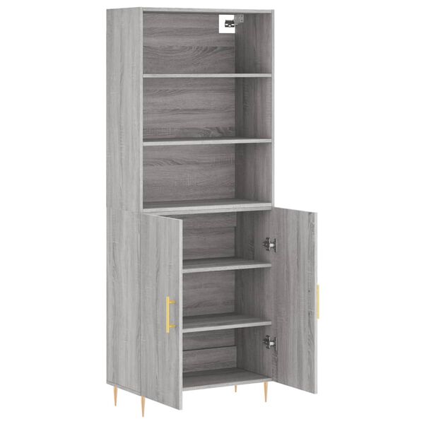 vidaXL Skř&iacute;ň highboard &scaron;ed&aacute; sonoma 69,5 x 34 x 180 cm kompozitn&iacute; dřevo