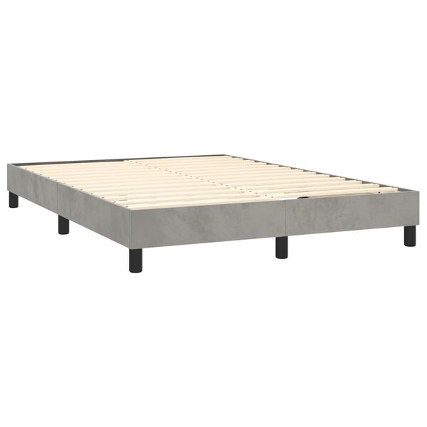 vidaXL Box spring postel s matrac&iacute; světle &scaron;ed&aacute; 140x200 cm samet