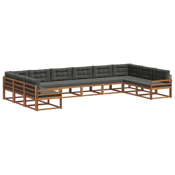 vidaXL Venkovn&iacute; pohovkov&aacute; souprava 10 pcs Přirozen&aacute; a Anthracitov&aacute;