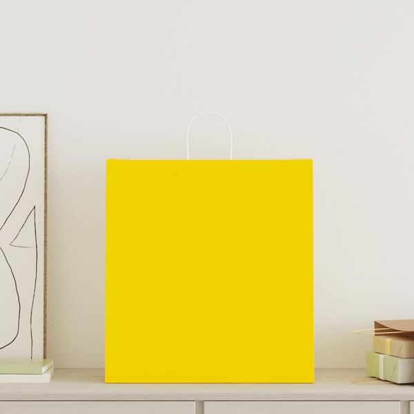 vidaXL Pap&iacute;rov&eacute; ta&scaron;ky 50 ks s uchy Žlut&aacute; 45x17x48 cm