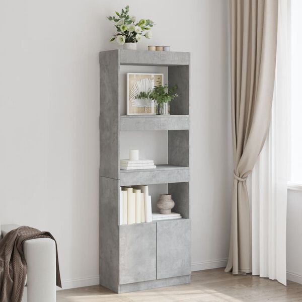 vidaXL Skř&iacute;ň highboard betonově &scaron;ed&aacute; 63 x 33 x 180 cm kompozitn&iacute; dřevo