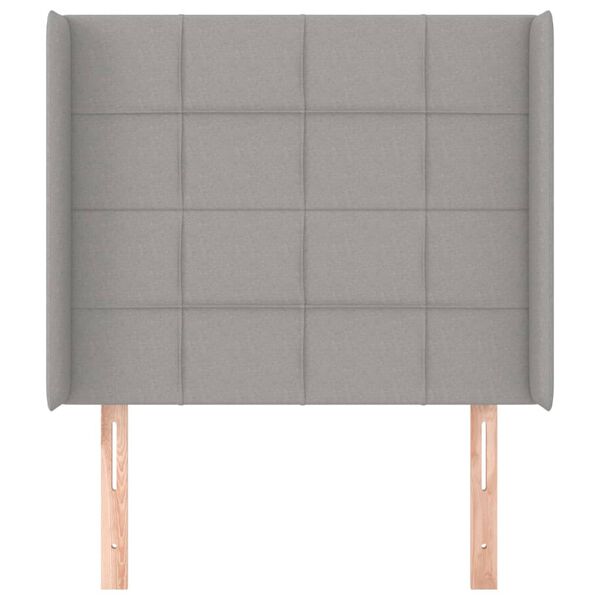 vidaXL Čelo postele typu u&scaron;&aacute;k světle &scaron;ed&eacute; 83x16x118/128 cm textil