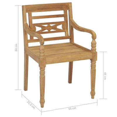 vidaXL Židle Batavia 2 ks se zelenými poduškami masivní teakové dřevo