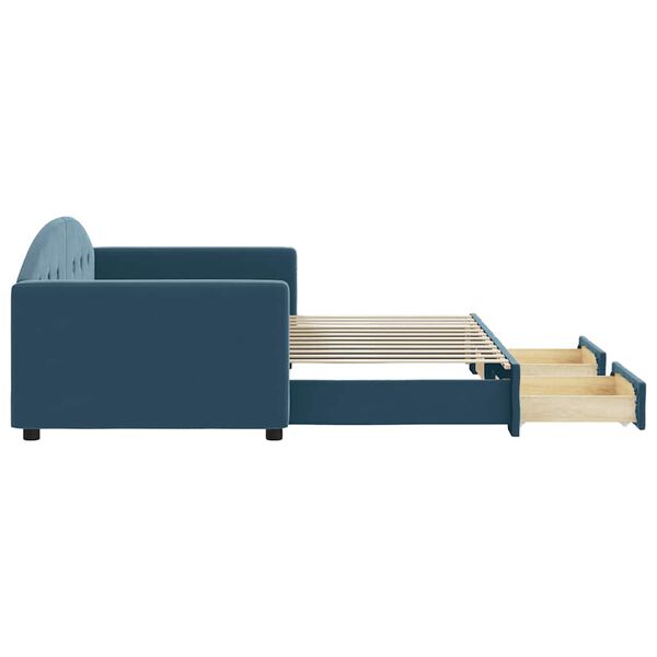 vidaXL V&aacute;lenda s přist&yacute;lkou a z&aacute;suvkami modr&aacute; 90 x 200 cm samet