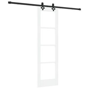 vidaXL Posuvn&eacute; dveře B&iacute;l&aacute; 61 x 198,5 cm Masivn&iacute; borov&eacute; dřevo a sklo