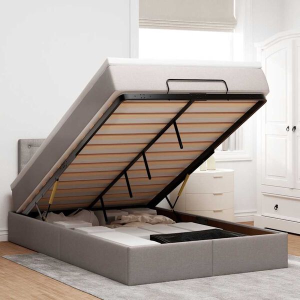 vidaXL Osmansk&aacute; postel s matrac&iacute; & LED taupe 120x190cm l&aacute;tka