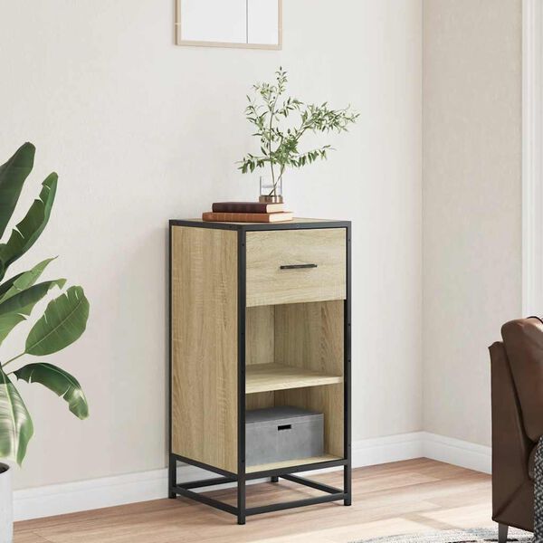 vidaXL Př&iacute;born&iacute;k dub sonoma 35,5 x 35 x 76 cm kompozitn&iacute; dřevo a kov