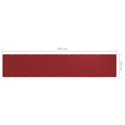 vidaXL Balkónová zástěna červená 120 x 600 cm oxfordská látka