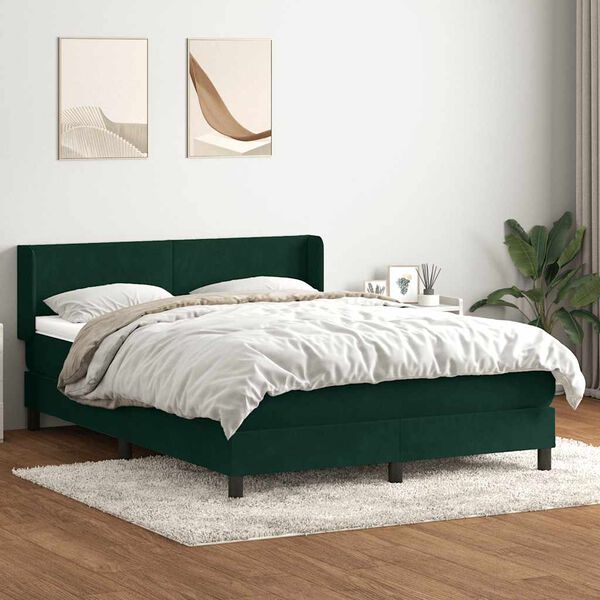 vidaXL Box spring postel s matrac&iacute; tmavě zelen&aacute; 160x210 cm samet