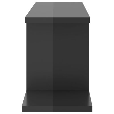 vidaXL Nástěnná TV police černá vysoký lesk 125x18x23 cm dřevotříska