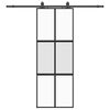 vidaXL Posuvn&eacute; dveře se sadou kov&aacute;n&iacute; čern&eacute; 76x205 cm Tvrzen&eacute; sklo