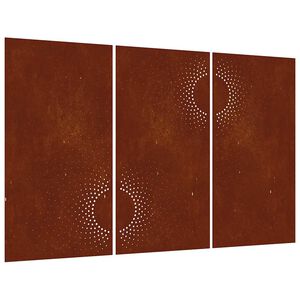 vidaXL Zahradn&iacute; n&aacute;stěnn&eacute; dekorace 3 ks 105x55 cm cortenov&aacute; ocel Slunce