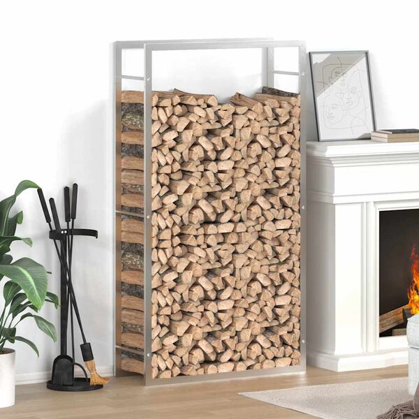 vidaXL Stojan na palivov&eacute; dřevo 80x28x154 cm nerezov&aacute; ocel