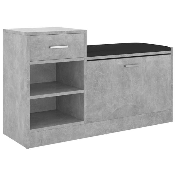 vidaXL Lavice s botn&iacute;kem betonově &scaron;ed&aacute; 94,5 x 31 x 57 cm kompozit