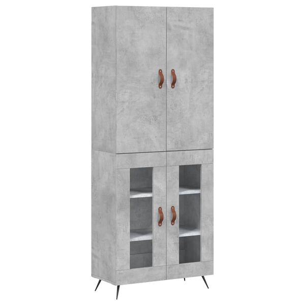 vidaXL Skř&iacute;ň highboard betonově &scaron;ed&aacute; 69,5x34x180 cm kompozitn&iacute; dřevo