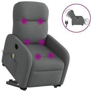 vidaXL Elektrick&eacute; zvedac&iacute; mas&aacute;žn&iacute; polohovac&iacute; křeslo tmavě &scaron;ed&eacute; textil