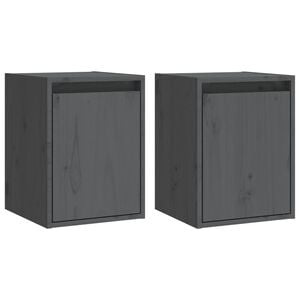 vidaXL N&aacute;stěnn&eacute; skř&iacute;ňky 2 ks &scaron;ed&eacute; 30 x 30 x 40 cm masivn&iacute; borov&eacute; dřevo