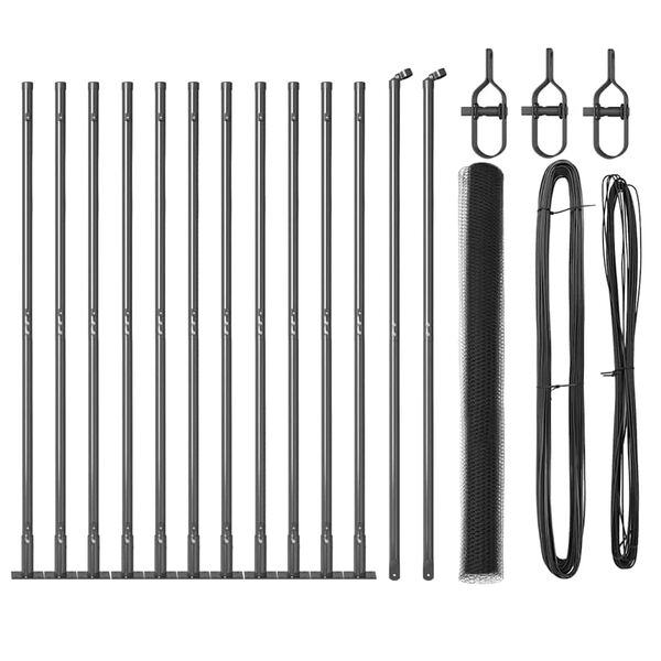 vidaXL Plotov&yacute; sloupek. &Scaron;ed&aacute; 25 x 1,6 m (13 mm s&iacute;ť) Ocel a PVC
