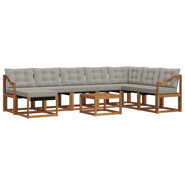 vidaXL Venkovn&iacute; pohovkov&aacute; souprava 9 pcs Př&iacute;rodn&iacute; a světle &scaron;ed&aacute;