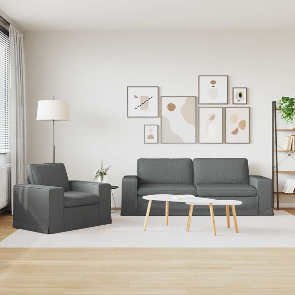 vidaXL Set pohovek 2 pcs Tmavě &scaron;ed&aacute; 222 x 80 x 82 cm textil