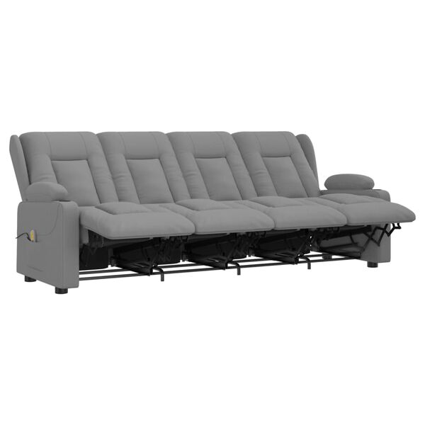 vidaXL 4místné masážní polohovací křeslo s držáky nápojů šedé koženka