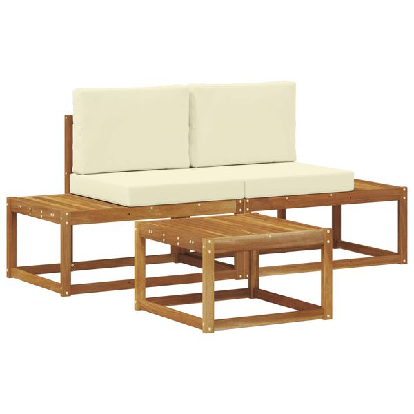 vidaXL Venkovn&iacute; pohovkov&aacute; souprava s pol&scaron;t&aacute;řem 3 pcs Př&iacute;rodn&iacute;