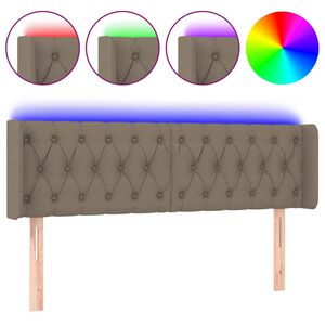 vidaXL Čelo postele s LED taupe 147 x 16 x 78/88 cm textil