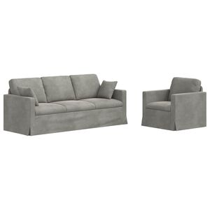 vidaXL Set pohovek 2 ks Světle &scaron;ed&aacute; samet