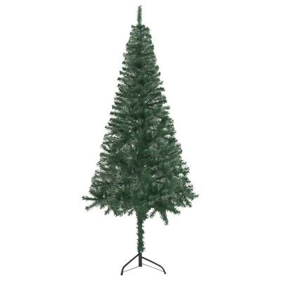 vidaXL Rohový umělý vánoční stromek LED a sada koulí zelený 180 cm PVC