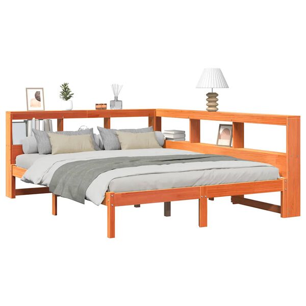 vidaXL Postel s knihovnou bez matrace 160 x 200 cm masivn&iacute; borovice