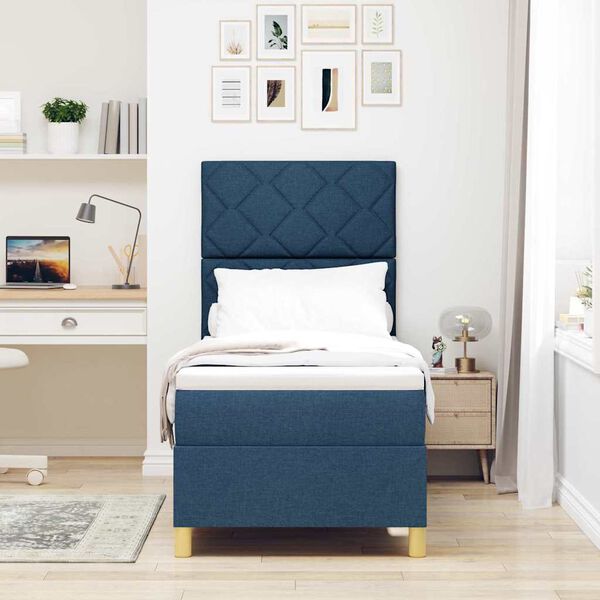 vidaXL Postel s boxspringem s matrac&iacute; s čelo Modr&aacute; 80 x 200 cm textil