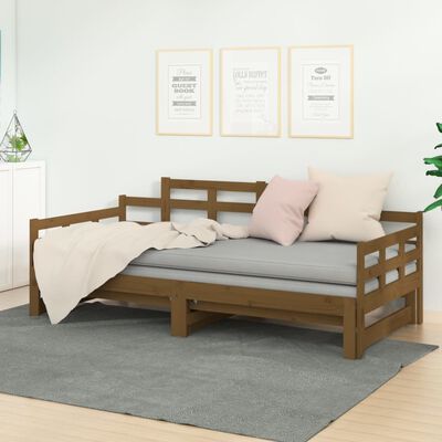 vidaXL Výsuvná postel medově hnědá masivní borovice 2x (90 x 190) cm