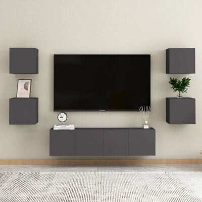 vidaXL Nástěnné TV skříňky 4 ks šedé 30,5 x 30 x 30 cm