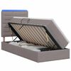 vidaXL LED postel s &uacute;ložn&yacute;m prostorem a matrac&iacute; Taupe 90 x 200 cm