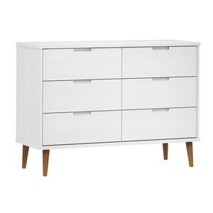 vidaXL Z&aacute;suvkov&aacute; komoda MOLDE b&iacute;l&aacute; 113x40x80 cm masivn&iacute; borov&eacute; dřevo