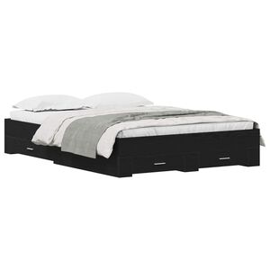 vidaXL R&aacute;m postele se z&aacute;suvkou Čern&yacute; dub 140 x 200 cm kompozitn&iacute; dřevo