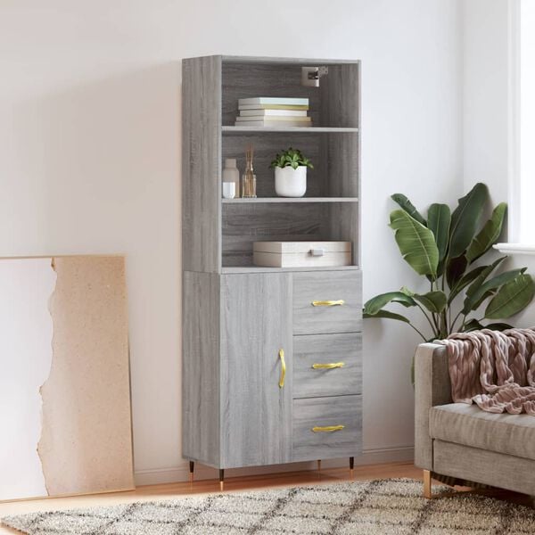 vidaXL Skř&iacute;ň highboard &scaron;ed&aacute; sonoma 69,5 x 34 x 180 cm kompozitn&iacute; dřevo