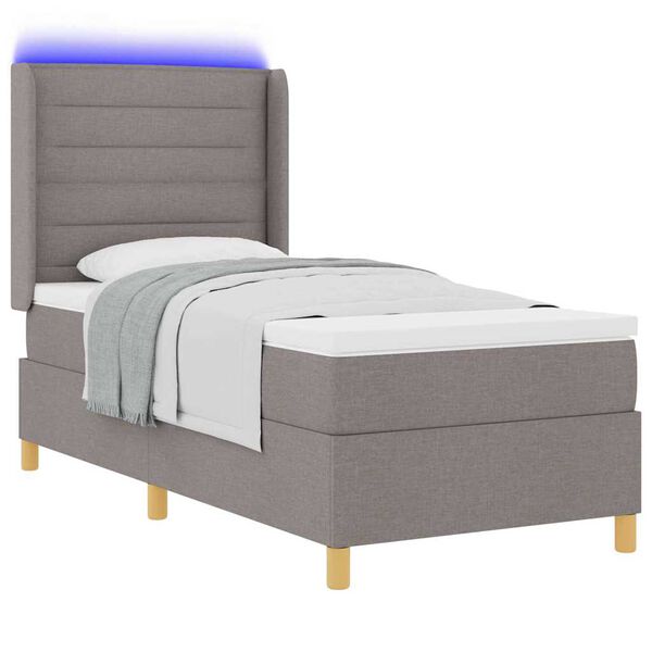 vidaXL Postel s boxspringem s LED p&aacute;sky Taupe 100 x 200 cm textil