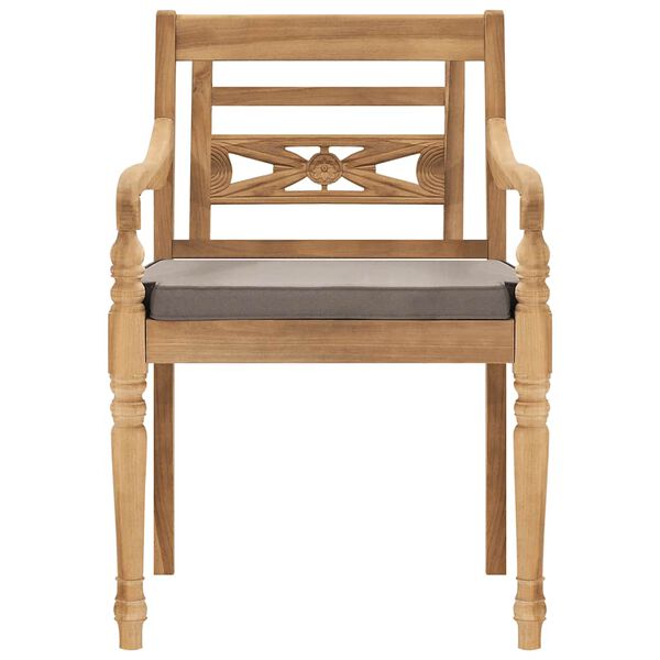 vidaXL 5d&iacute;ln&yacute; zahradn&iacute; j&iacute;deln&iacute; set a tmavě &scaron;ed&eacute; podu&scaron;ky masivn&iacute; teak