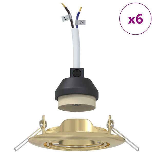 vidaXL Bodov&eacute; světlo 6 pcs Zlat&aacute; 9 x 9 x 2,5 cm kov